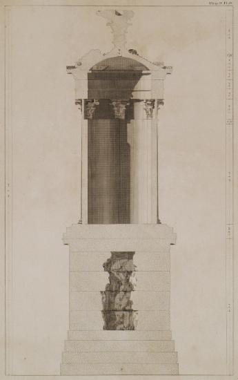 Τομή του Χορηγικού Μνημείου του Λυσικράτη (Φανάρι του Διογένη).