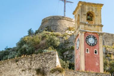 British bell tower and clock of Old Fortress