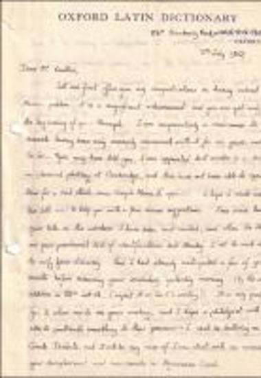 Letter from John Chadwick to Michael Ventris, which marked the beginning of their collaboration