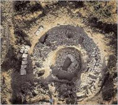 The burial tumulus of Agios Ioannis, Papoulia. Aerial Photograph.