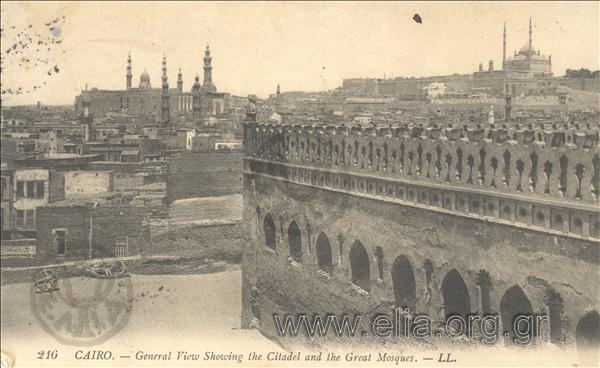 Cairo. -  General View Showing the Citadel and the Great Mosques.