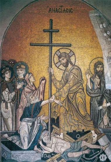 Η παράσταση της Ανάστασης από το καθολικό της μονής Δαφνίου.