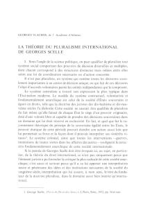 La théorie du pluralisme international de Georges Scelle