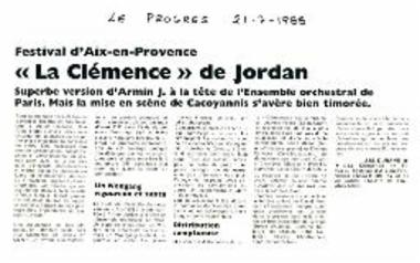 Festival d'Aix-en-Provence, «La Clémence» de Jordan