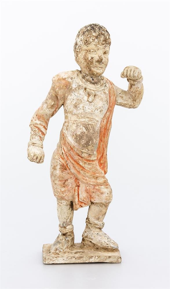 Burial figure of a dancer, painted earthenware