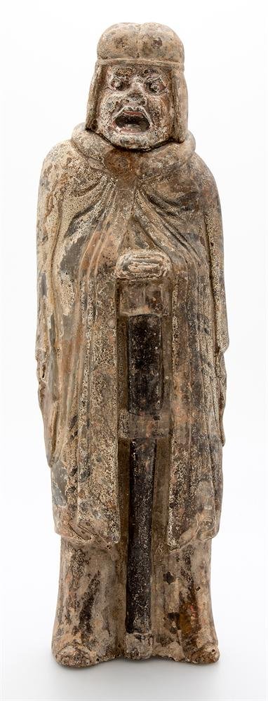 Burial figure of a warrior from painted earthenware, Northern Wei dynasty,