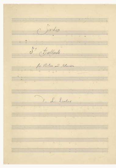 Zachia: 3e Ballade fur Violine und Klavier
