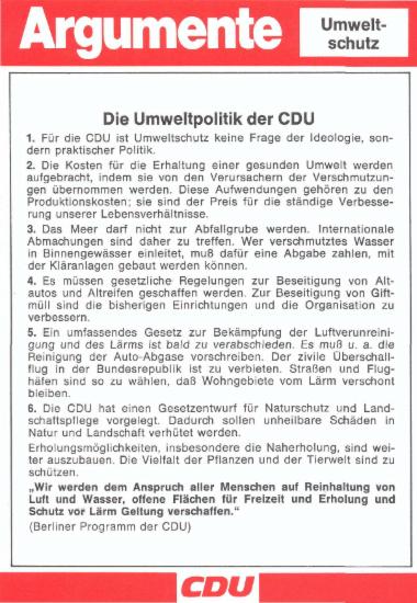 Der Umweltpolitik der CDU