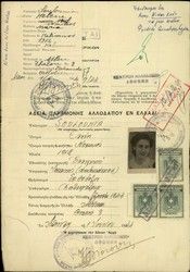Residents permit of Soulounia Helen (false name of Nika Cohen), 1/June/1944.