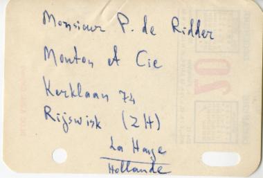 Επιστολή του Paul Lemerle προς τον εκδότη P. de Ridder του οίκου Mouton et Cie, με έδρα τη Χάγη, αναφορικά με ένα πλάνο δημοσιεύσεων για το ακαδημαικό έτος 1958-1959.