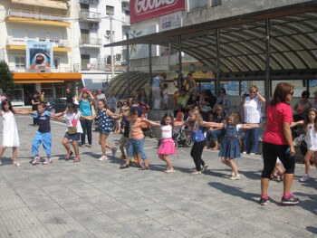 Traditional dances and games at City Hall square in Veria