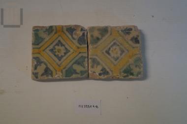Two ceramic square tiles