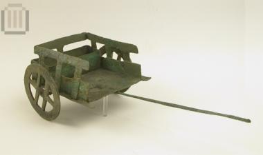 Bronze model of a two-wheeled carriage