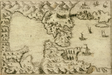 Χάρτης του Αμβρακικού κόλπου και της Λευκάδας.