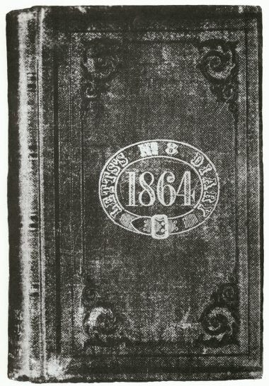 Εξώφυλλο του ημερολογίου του Edward Lear (1864) και σκίτσο του συγγραφέα.