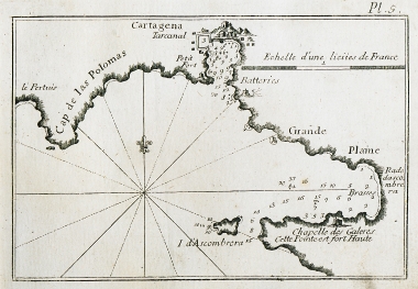 Χάρτης του κόλπου της Καρθαγένης-Καρταχένα (Cartagena) και του Εσκομπρέρας (Escombreras), στην Ισπανία.