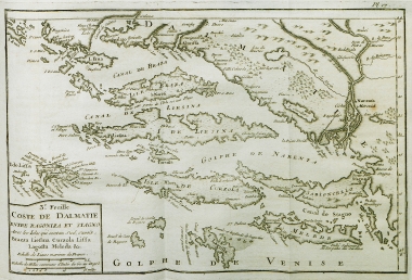 Χάρτης των Δαλματικών ακτών γύρω από το Ραγκόζνιτσα.