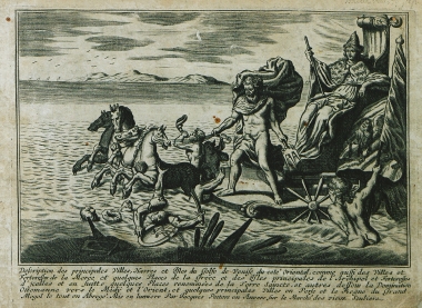 Σελίδα τίτλου: Αλληγορική παράσταση της νίκης της Βενετίας κατά τον ΣΤ΄Βενετο-οθωμανικό πόλεμο (1684–99).