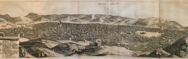 Άποψη της Ταυρίδας στο Ιράν. Στο βάθος αριστερά (θέση L) το τέμενος Αλισάχ.