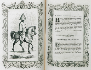 Οθωμανός που φοράει πανωφόρι και ειδικό κάλυμμα κεφαλής για να προστατευτεί από τη βροχή.