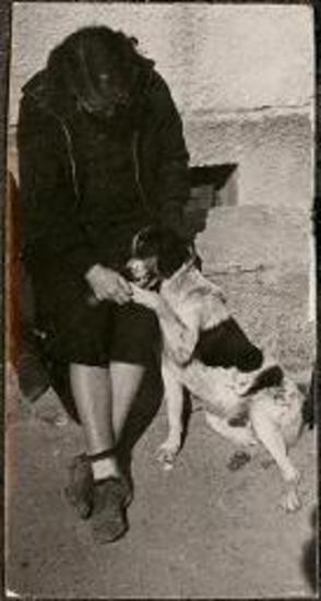 Old Corinth. Gladys Davidson and dog Ethelontis