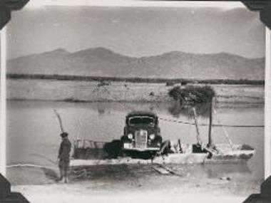 Asia Minor, Meander River. Car on float/barge