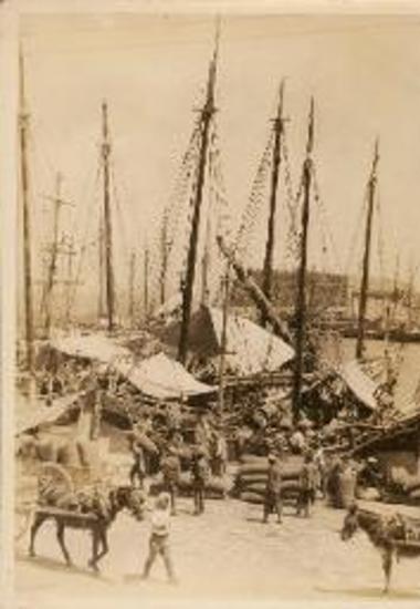 Rhodes. Harbor with cargo boats
