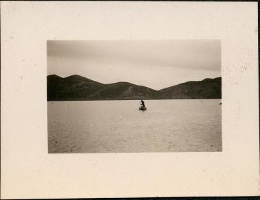 Thasos. Man in a boat on the water
