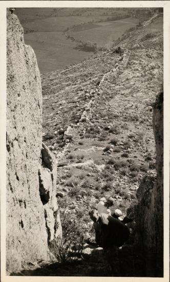 Orchomenos. Long stone wall/fortifications, from above