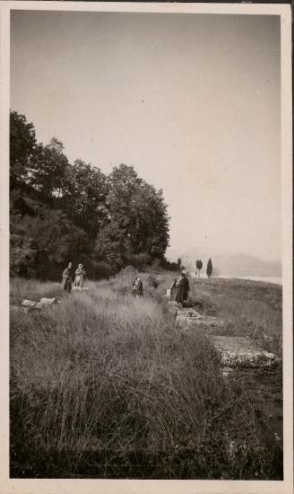 Mantinea. People walking among ruins