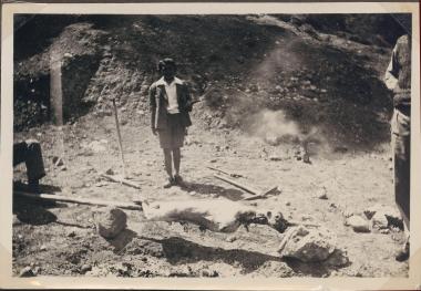 Hexamelia, picnic with lamb on a spit