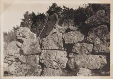 Gortys, stone wall with priest
