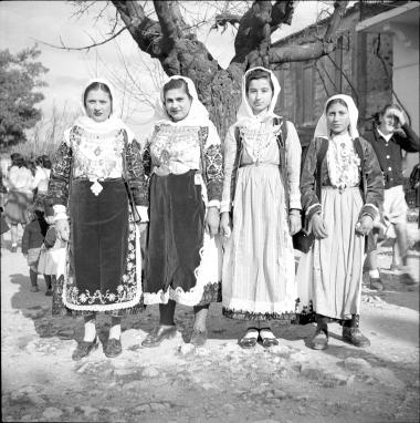 Kalamos. Women in traditional dress, posed