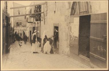 Paved street with people
