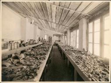 Athenian Agora Excavations. Mending room filled with sherds.