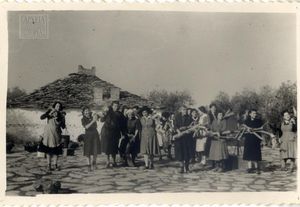 Γυναίκες εξόριστες στο Τρίκερι μεταφέρουν ξύλα για την κουζίνα