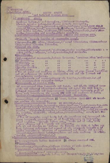 Δελτίο Δράσης από 1-29 Φλεβάρη 1944