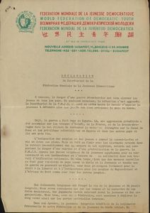 Declaration du Secretariat de la Federation Mondiale de la Jeunesse Democratique
