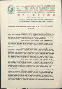 Declaration de la Delegation Internationale de la F.M.J.D. qui a visite l Espagne - Διακήρυξις της διεθνούς επιτροπής της ΠΟΔΝ η οποία επεσκέφθη την Ισπανία