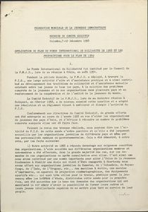 Application du plan du fonds international de solidarite de 1958 et les propositions pour le plan de 1959