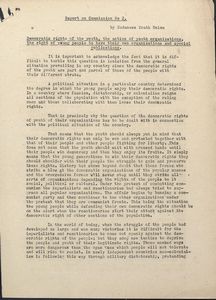 Democratic rights of the youth, the action of youth organizations, the rights of young people to have their own organizations and special publications