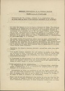 Seminaire International de la Jeunesse Feminine Prague 5-12 Juillet 1964 - Resolution sur La jeunesse feminine et la cooperation dans la lutte pour la paix, l independance nationale et le progres