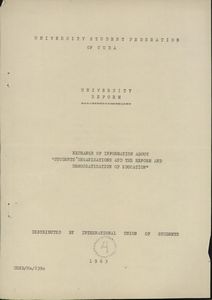 Exchange of information about students organisations and the reform and democratisation of education