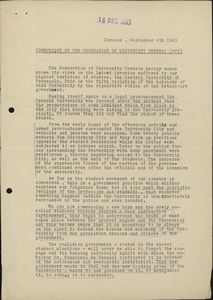 Communique of the Federation of University Centres (FCU)