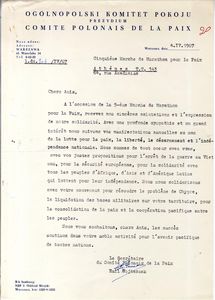 Επιστολή της Πολωνικής Επιτροπής για την Ειρήνη