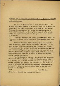 Opinions sur la creation d un Mouvement de la Jeunesse Socialiste en Grande Bretagne