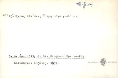 Τζίτζιρας λάλ' σιν, άσπρη ρόγα γιάλ' σιν