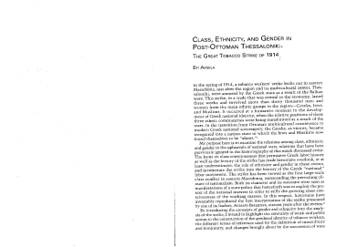 Class, ethnicity, and gender in post-ottoman Thessaloniki :  The great tobacco strike of 1914 /  Efi Avdela.