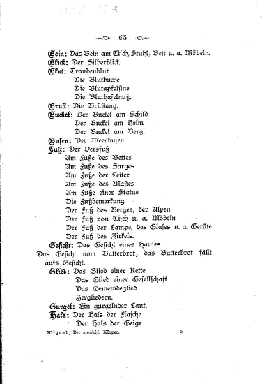 Der menschliche Korper im Munde des deutschen Volkes :  Eine Sammlung und Betrachtung der dem menschlichen Korper entlehnten sprichwortlichen Ausdrucke und Redensarten /  Von Paul Wigand.