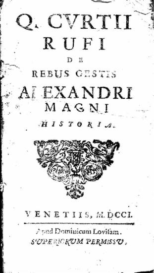 Q. Curtii Rufi De Rebus Gestis Alexandri Magni Historia.